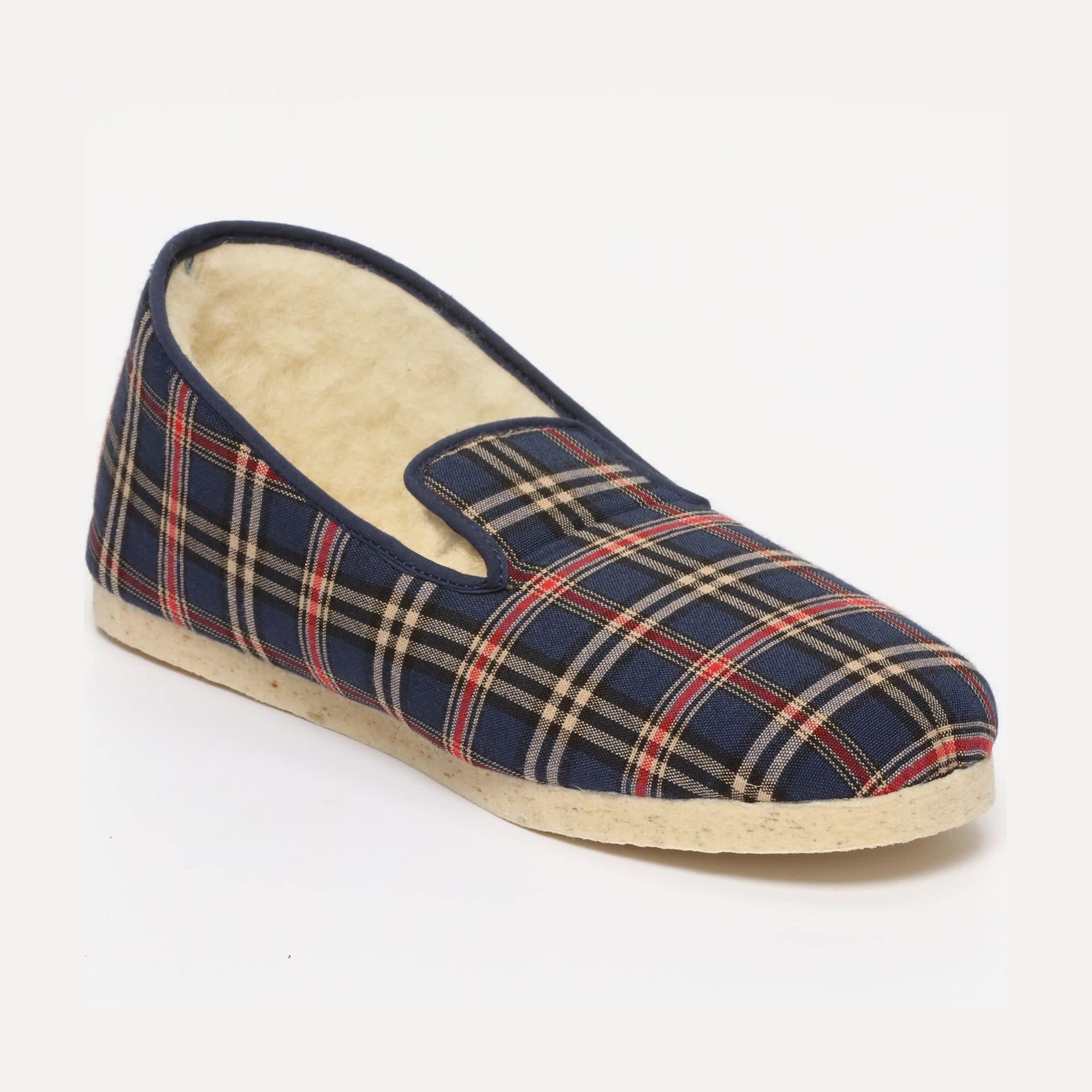 Slippers Blue red Tartan Made in France — Amos - Main Image